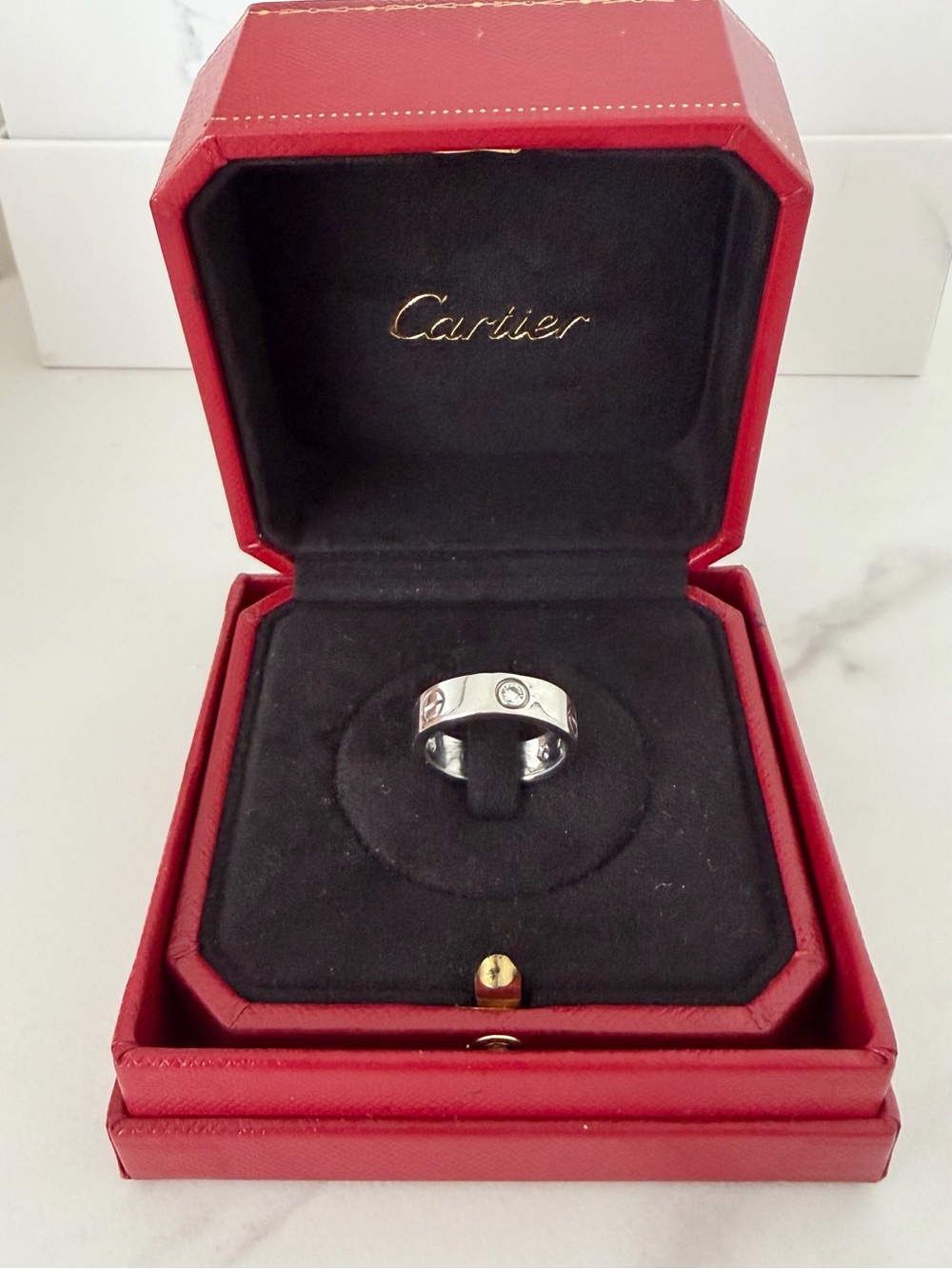 Cartier Classic Love Ring 3 Diamonds 750 WG Cartier Size : 51 ( US 5.75) - Picture 9 of 16